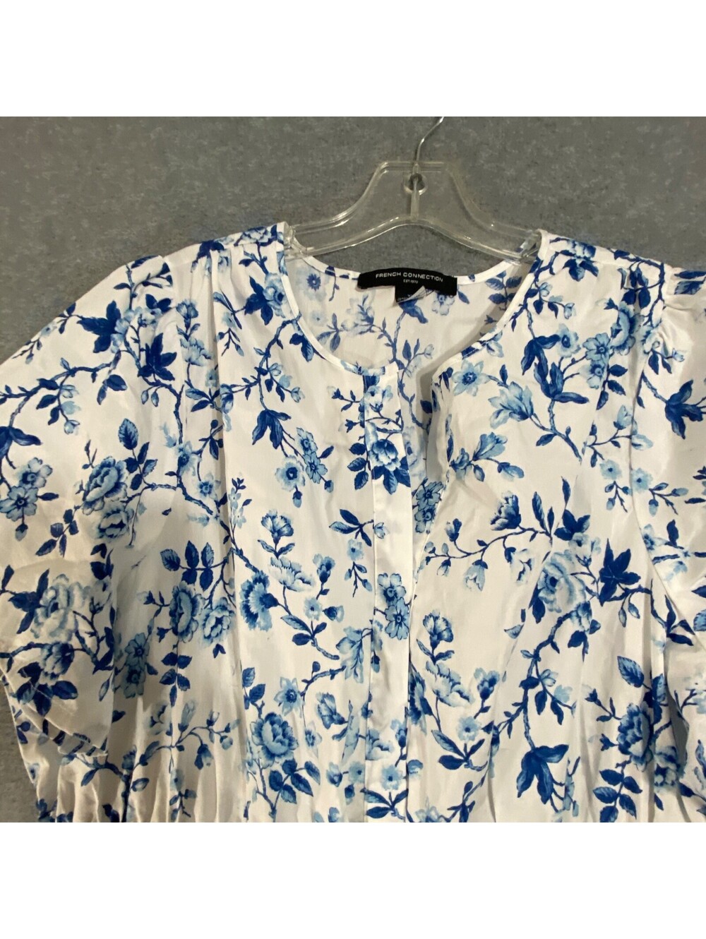 French Connection Women's Summer White and Blue Floral Dress Size XL - Picture 4 of 6